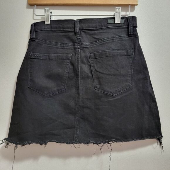 Blank NYC Black Moto Denim Cutoff Raw Hem Skirt Size 24 - Picture 3 of 10
